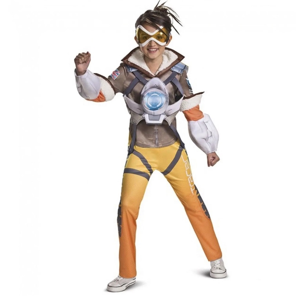 Overwatch TRACER Halloween Costume Girls Size Small 4-6x With Goggles